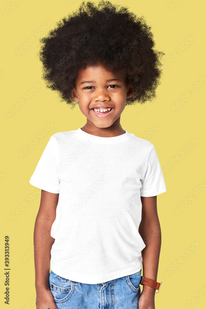 Black boy wearing white tshirt in studio Stock Photo Adobe Stock