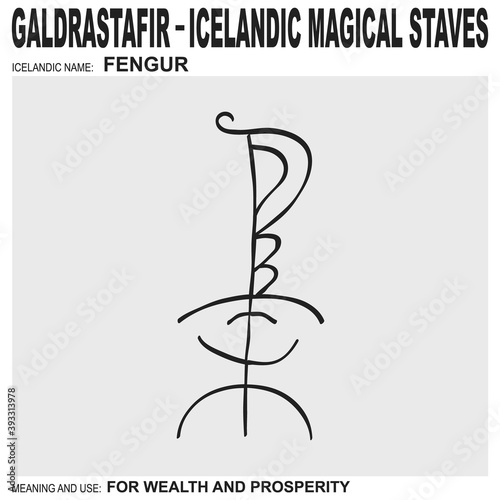 vector icon with ancient Icelandic magical staves Fengur. Symbol means and is used for wealth and prosperity