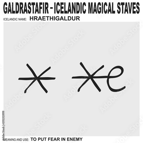 vector icon with ancient Icelandic magical staves Hraethigaldur. Symbol means and is used  to put fear in enemy 