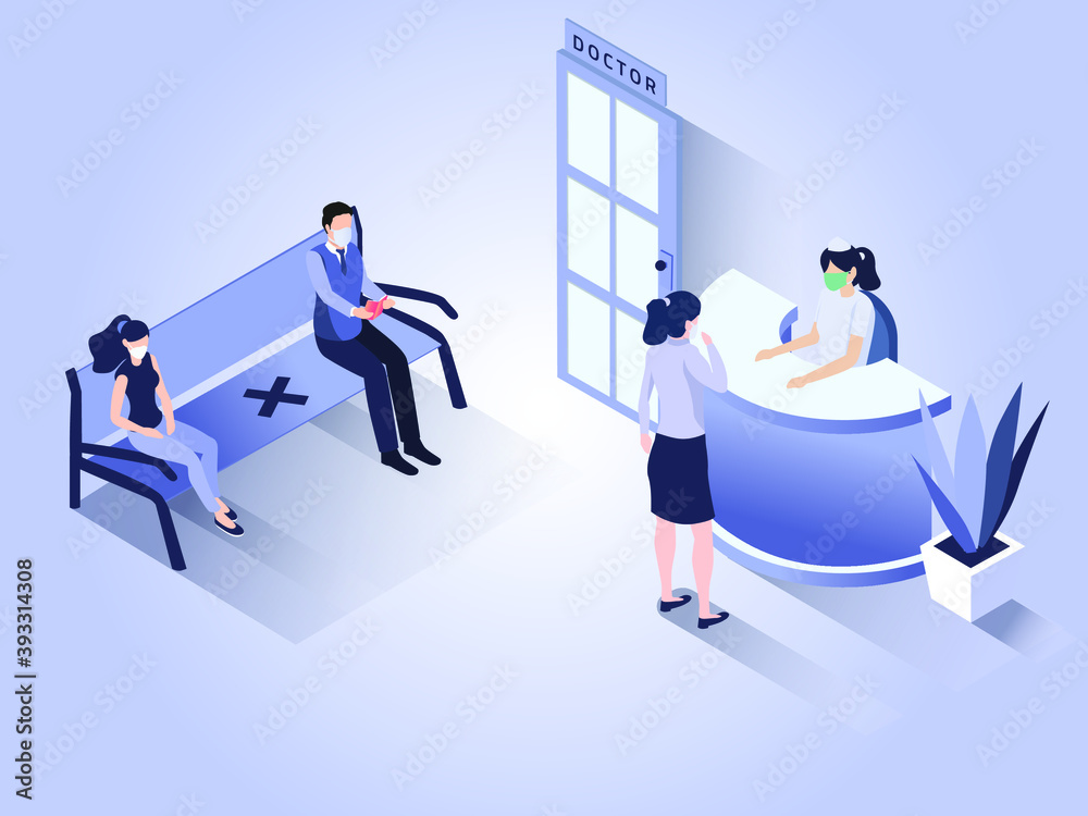 Patients waiting for a doctor appointment during corona virus outbreak vector concept Patients waiting for a doctor appointment during corona virus outbreak vector concept