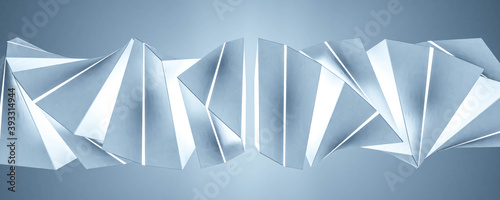 abstract blue twist geometric shape 3d render illustration
