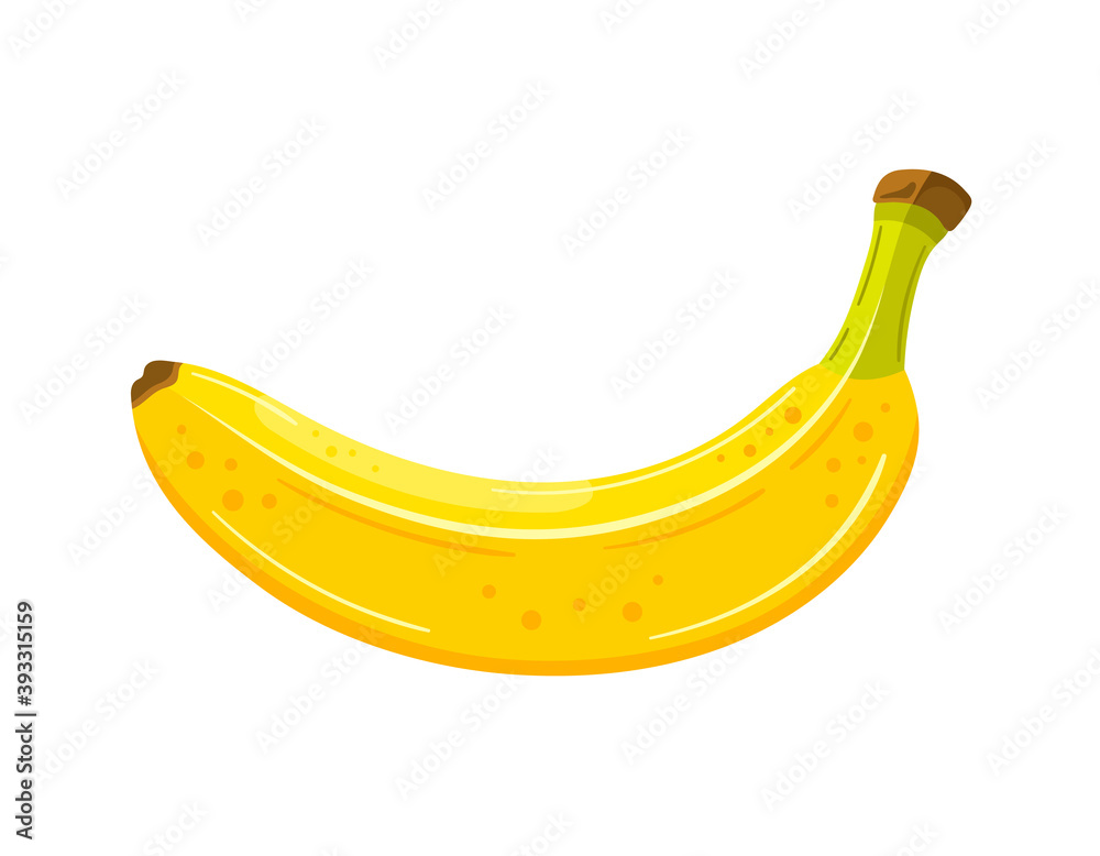 Beautiful banana in cartoon style. Flat design. Yellow banana isolated on a white background. Vector illustration Beautiful banana in cartoon style. Flat design. Yellow banana isolated on a white background. Vector illustration