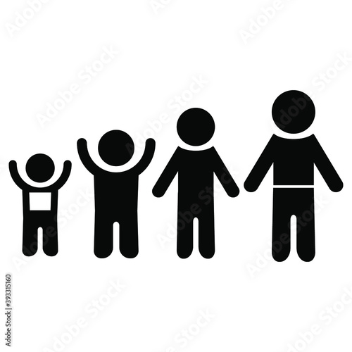 The teenage years,growth period. human icon. a sign of growth. editable colors. Eps 10