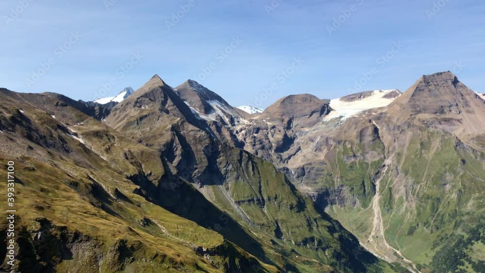 Majestic Grossglockner mountains in Austria. Snow on the peaks.
