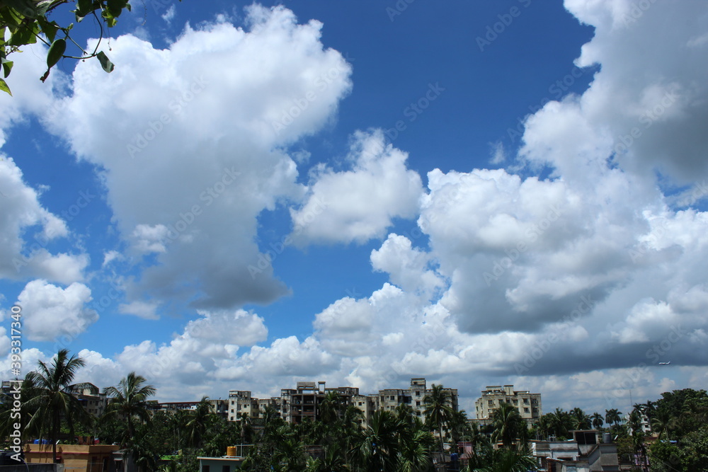 Clear blue sky and white floating cloud on a bright day. Clear blue sky and white floating cloud on a bright day.
