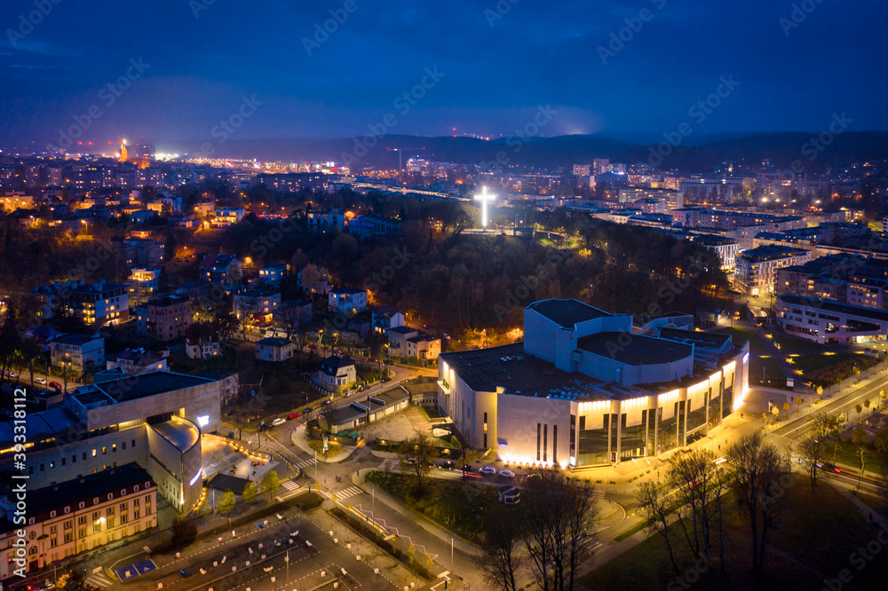 Fototapeta premium Cityscape of Gdynia at dusk. Poland