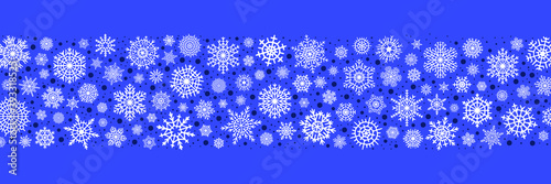 Border from snowflakes, banner. Winter vector background, christmas theme. 