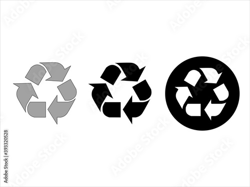 Recycle symbol isolated on white background. Mobius strip. Black Recycle icon set vector for packing