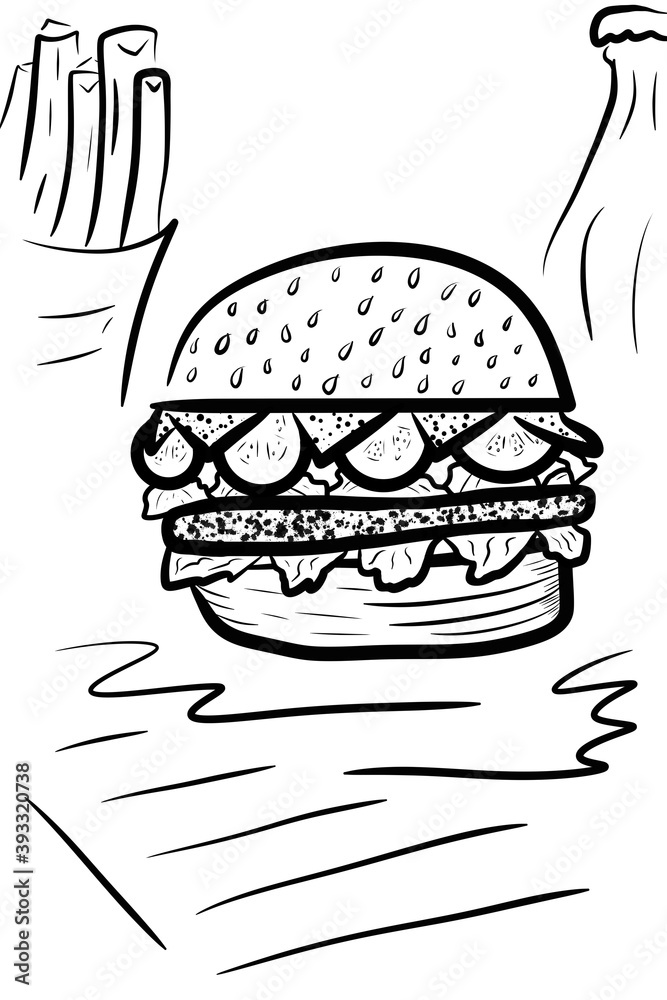 illustration burger, hamburger