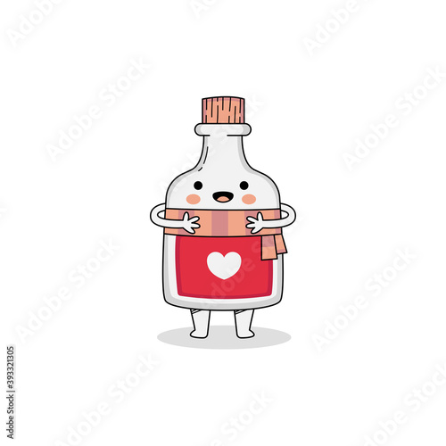 Cute love potion cartoon character wearing scarf