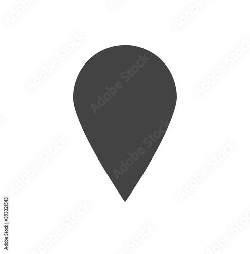 Black flat icon of destination on map isolated on white background