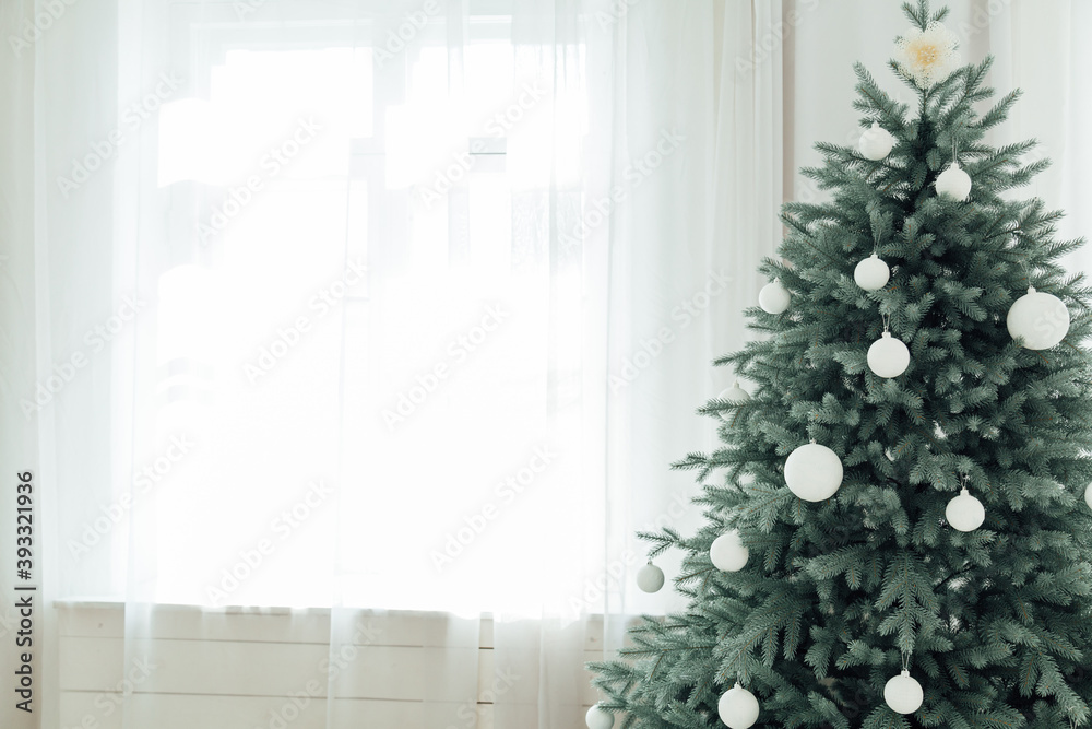 Christmas tree with gifts decor new year feast winter background Christmas tree with gifts decor new year feast winter background