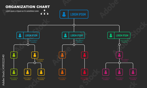 Corporate organisation chart with business people icons. Vector illustration	