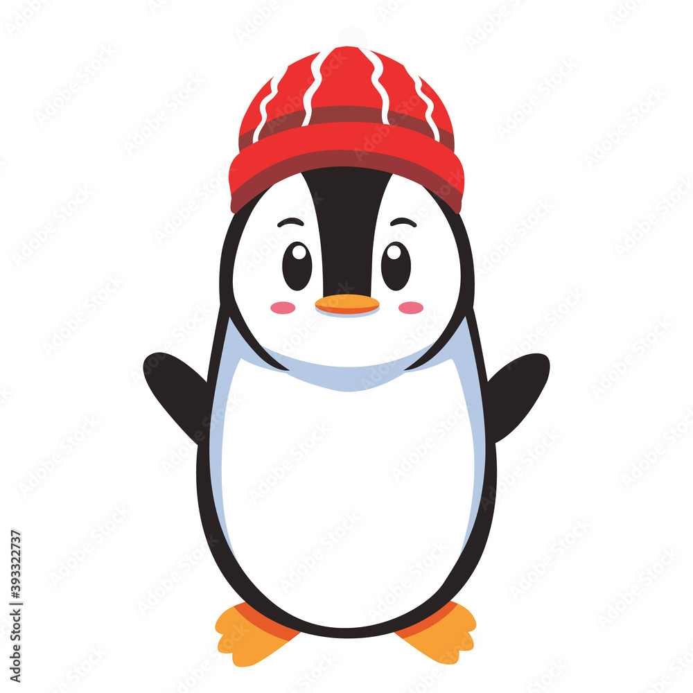 flat cartoon penguin wearing winter outfit flat cartoon penguin wearing winter outfit