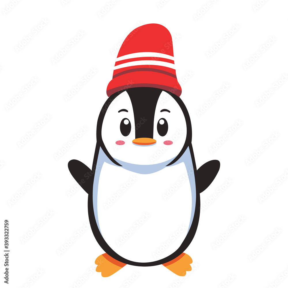 flat cartoon penguin wearing winter outfit flat cartoon penguin wearing winter outfit