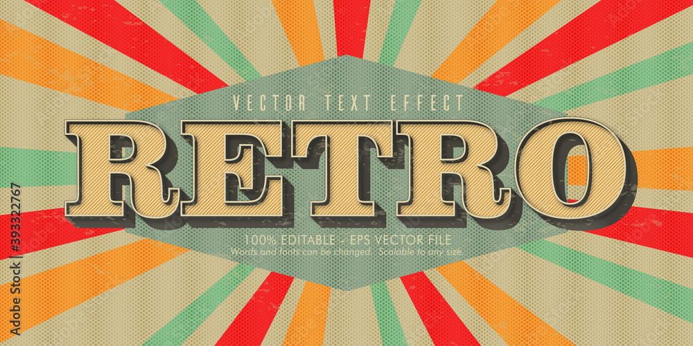 Retro text, Old style editable text effect