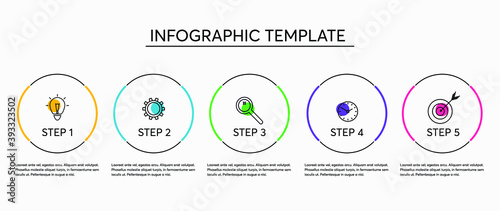 Creative vector infographic with 5 options, steps or processes. Minimalist infographics business concept for presentation, report, workflow, strategy. Business data visualization. photo