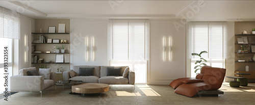modern apartment interior, 3D illustration photo