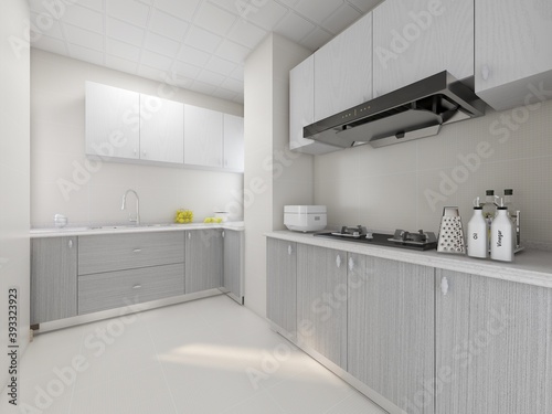 Spacious modern luxurious kitchen with bar design