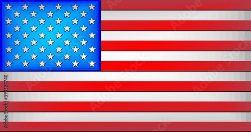 USA Gradient Flag - Illustration, Three dimensional flag of USA