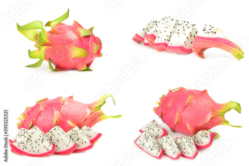 Set of dragon fruit on a background