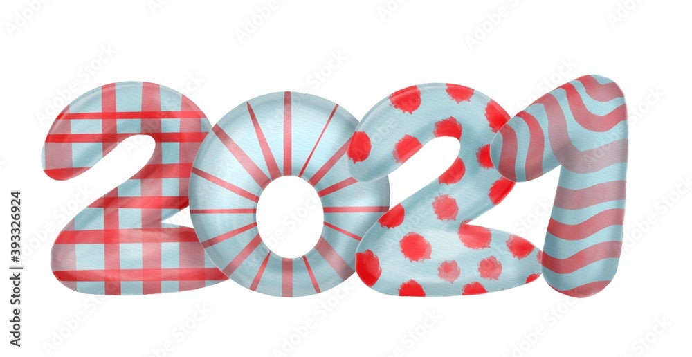Obraz premium Happy new year 2021. Cute cartoon christmas illustration 