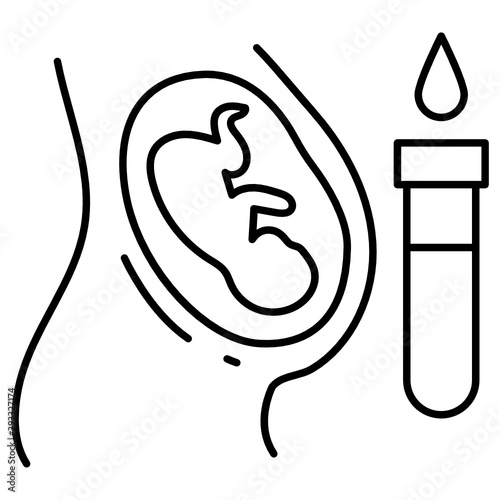 Test Tube Baby Concept, Women Belly Vector Icon Design, In Vitro Fertilization Symbol on White Background, Pregnancy and obstetrician Sign, 