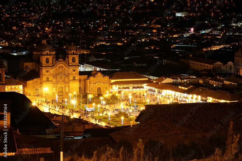 peru, mountains, tourism, landscape, cusco, cuzco, city centre, historical centre, unesco heritage, colonial, night, lights, architecture 