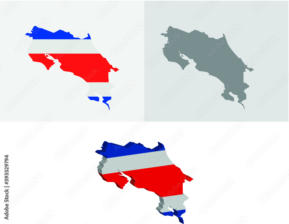 Fototapeta premium 3D and Flat Costa Rica map