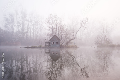 small cottage on the river