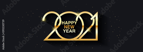 Happy New Year 2021 text design. Vector greeting illustration with golden numbers. Merry christmas and happy new year 2021 vector greeting card and poster design.