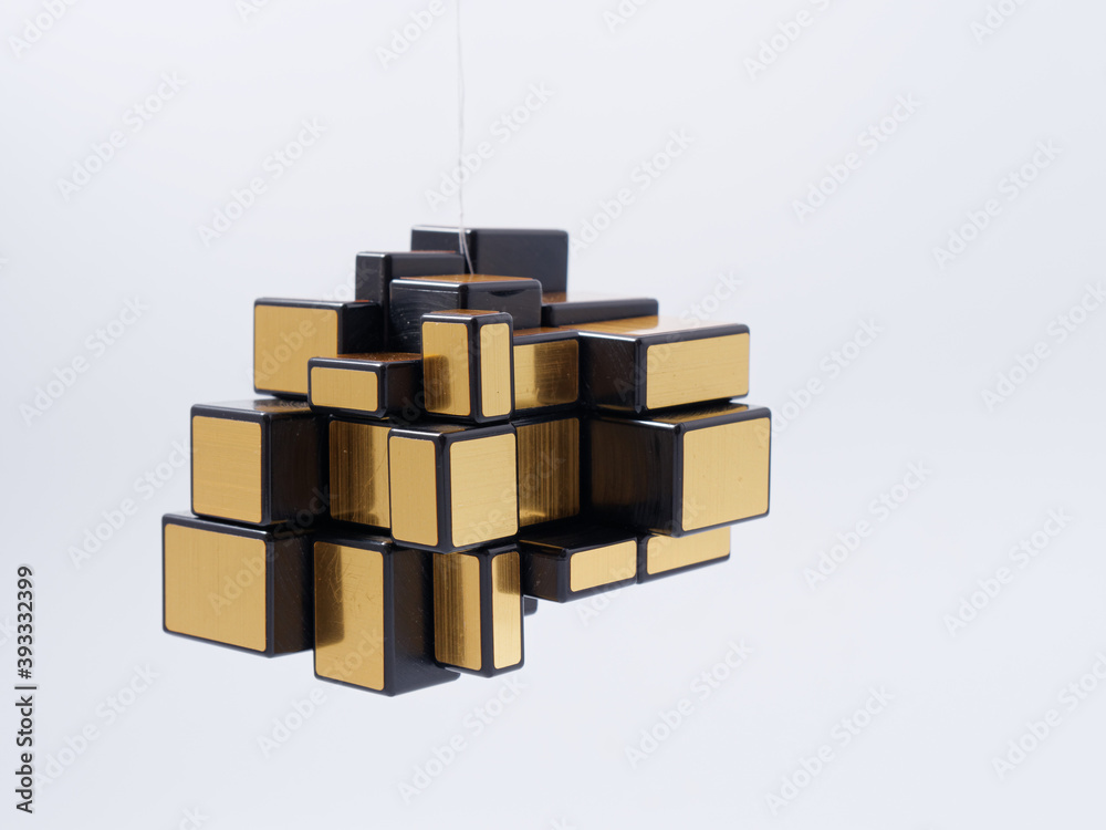 3d cubes of different sizes in a pyramid on a white background
