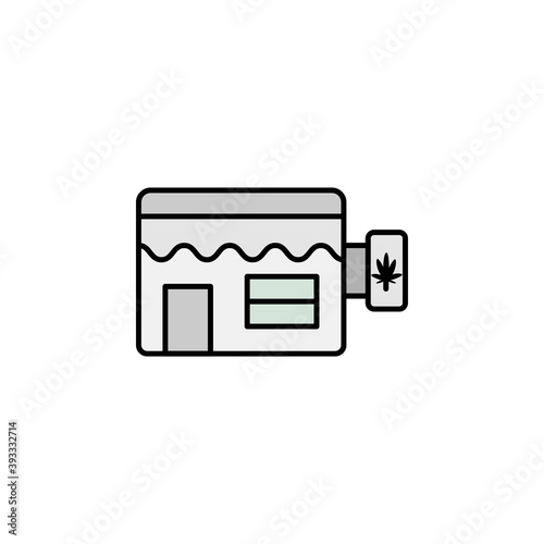 shop, market, marijuana outline icon. Can be used for web, logo, mobile app, UI, UX on white background