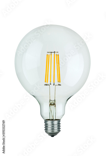 LED filament bulb isolated on white. Clipping path.