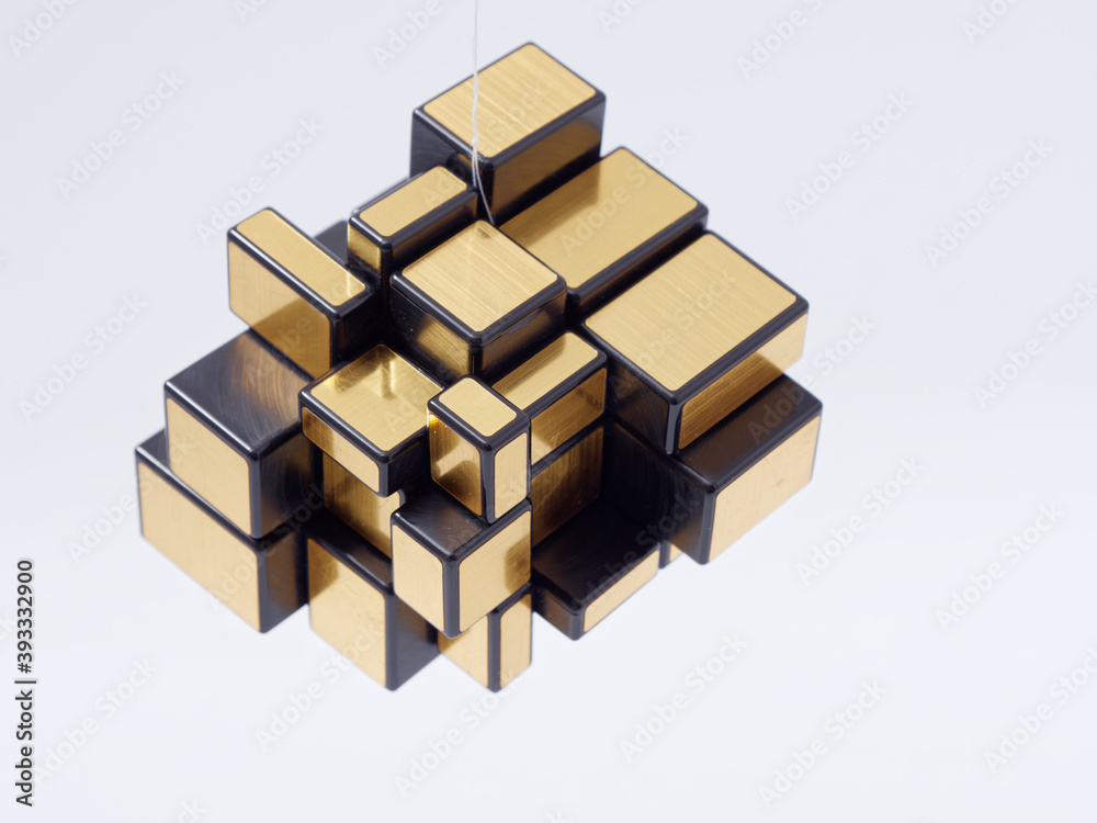 3d cubes of different sizes in a pyramid on a white background