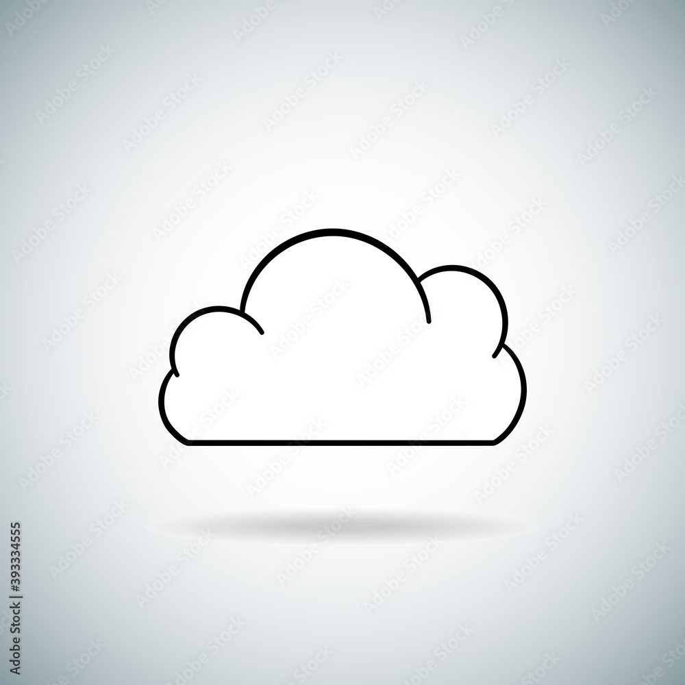 Outline cloud icon isolated on gray background. Cartoon cloud icon for web site, background template, wallpaper and sky design. Cloud thin line vector Outline cloud icon isolated on gray background. Cartoon cloud icon for web site, background template, wallpaper and sky design. Cloud thin line vector