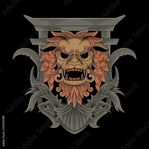 Komainu fu dog lion animal illustration