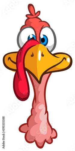 Cartoon happy cute thanksgiving turkey bird. Vector illustration. Design for Thanksgiving Day