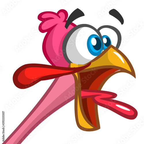 Cartoon happy cute thanksgiving turkey bird. Vector illustration. Design for Thanksgiving Day