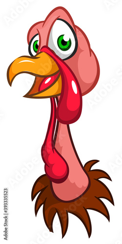 Cartoon happy cute thanksgiving turkey bird. Vector illustration. Design for Thanksgiving Day