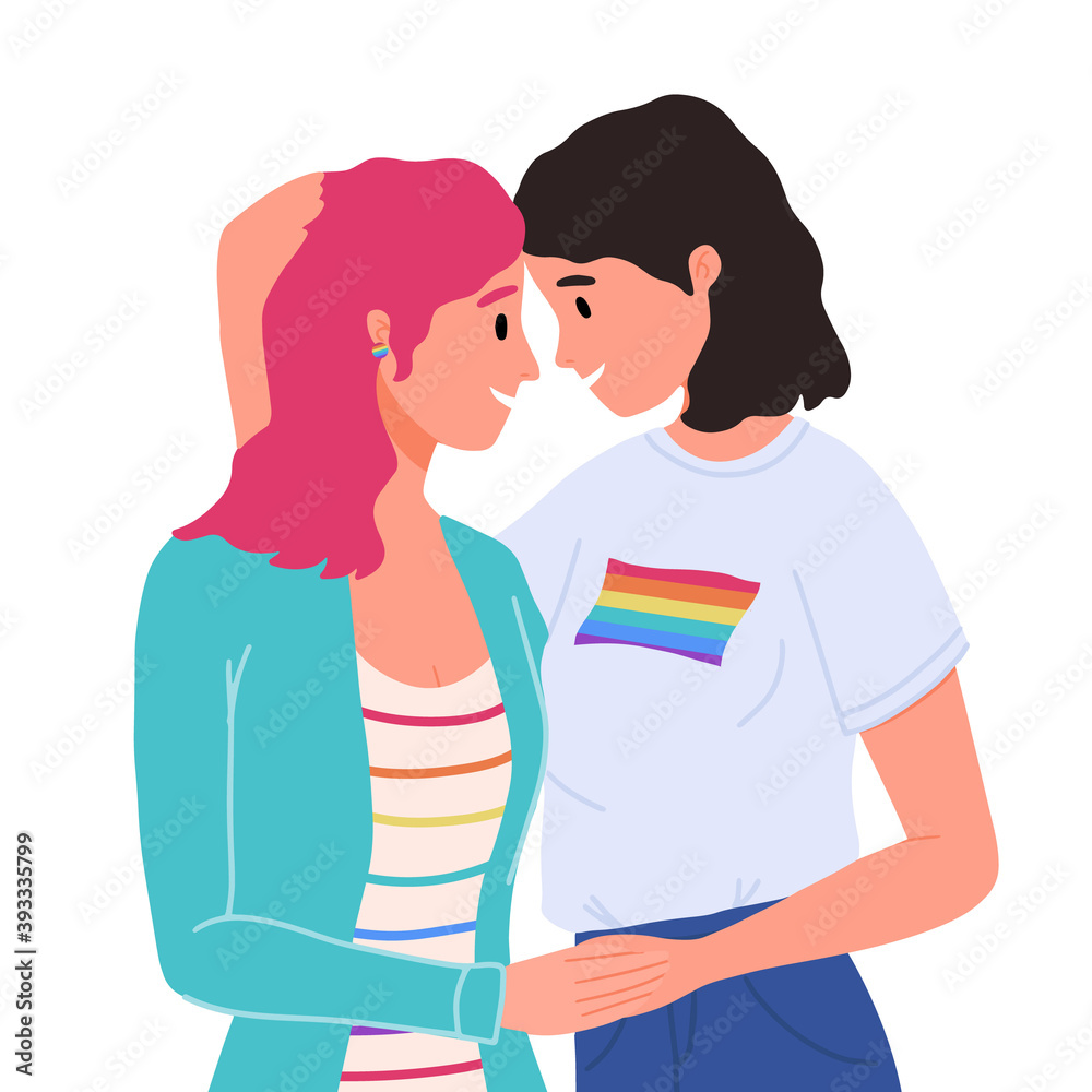 Lesbian female couple hugging, gay couple. Woman hug and kiss. Homosexuality. LGBTQ+ people, lesbians, human rights freedom. Love relationship, romantic date. Valentine's Day. Lesbian female couple hugging, gay couple. Woman hug and kiss. Homosexuality. LGBTQ+ people, lesbians, human rights freedom. Love relationship, romantic date. Valentine's Day.