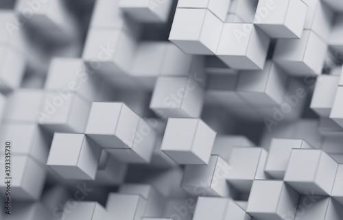 Abstract 3d render  white geometric background design with cubes