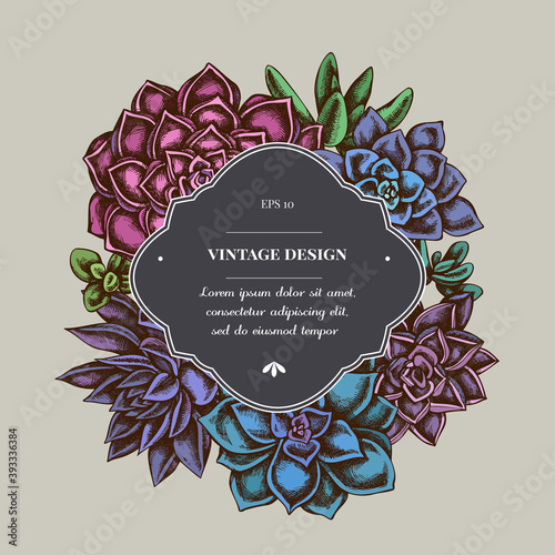 Badge over design with succulent echeveria