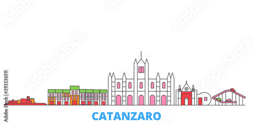 Bild auf Leinwand Italy, Catanzaro cityscape line vector