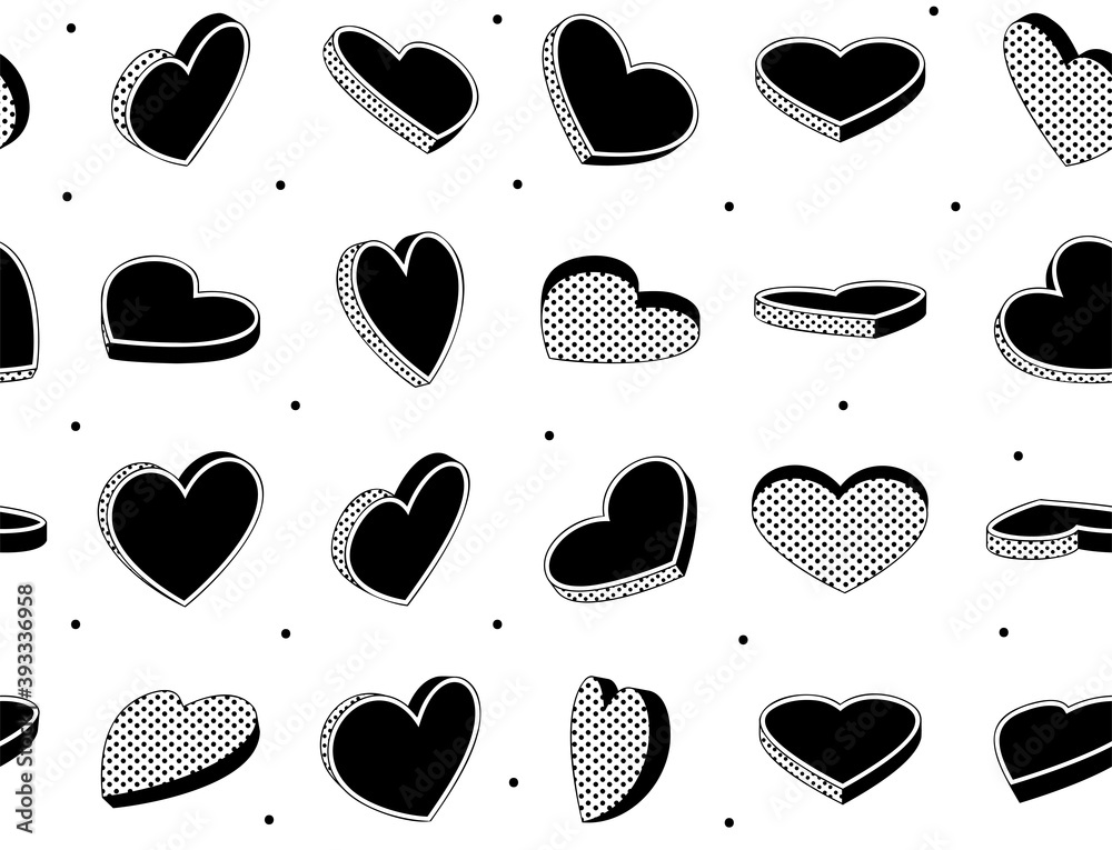 Fototapeta premium Hearts symbol seamless pattern. Geometric seamless pattern can be used for textiles. Vintage heart design template.