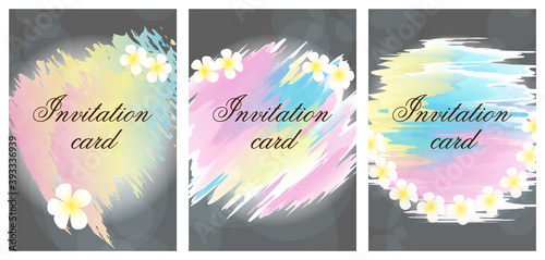 Design illustration invitation card in plumeria pattern