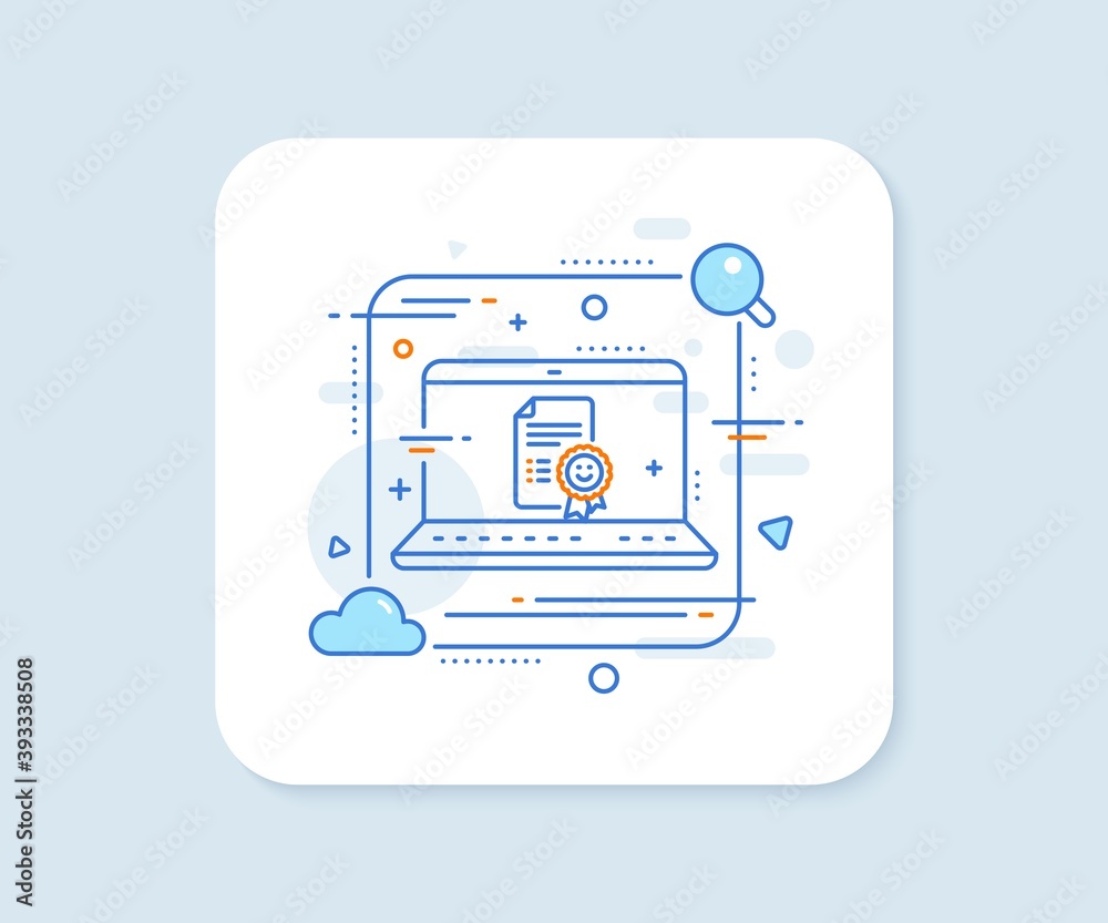 Smile award line icon. Abstract vector button. Positive feedback rating sign. Customer satisfaction symbol. Smile line icon. Laptop concept badge. Vector