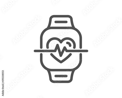 Cardio training line icon. Fitness watch workout sign. Gym fit heartbeat symbol. Quality design element. Linear style cardio training icon. Editable stroke. Vector