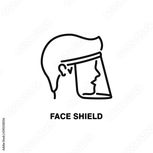 Face shield line icon. Protection from COVID-19 concept isolated on white background. Vector illustration