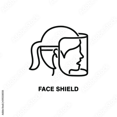 Face shield line icon. Protection from COVID-19 concept isolated on white background. Vector illustration